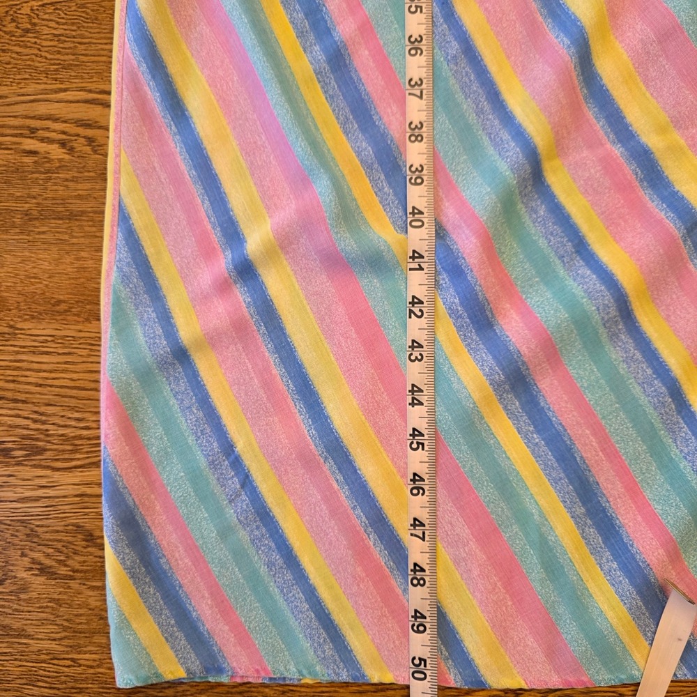 Womens Vintage Pastel Rainbow‎ Stripe Nightgown Dress Caftan House Dress Lounger - Picture 3 of 10